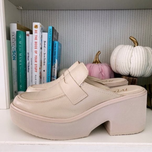 Matisse Footwear Kelly Platform Mule Oxford Cream Beige Minimalist Leather New 8 - Picture 5 of 13